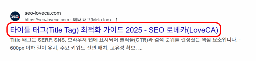 구글 SERP 에 노출되는 Title Tag